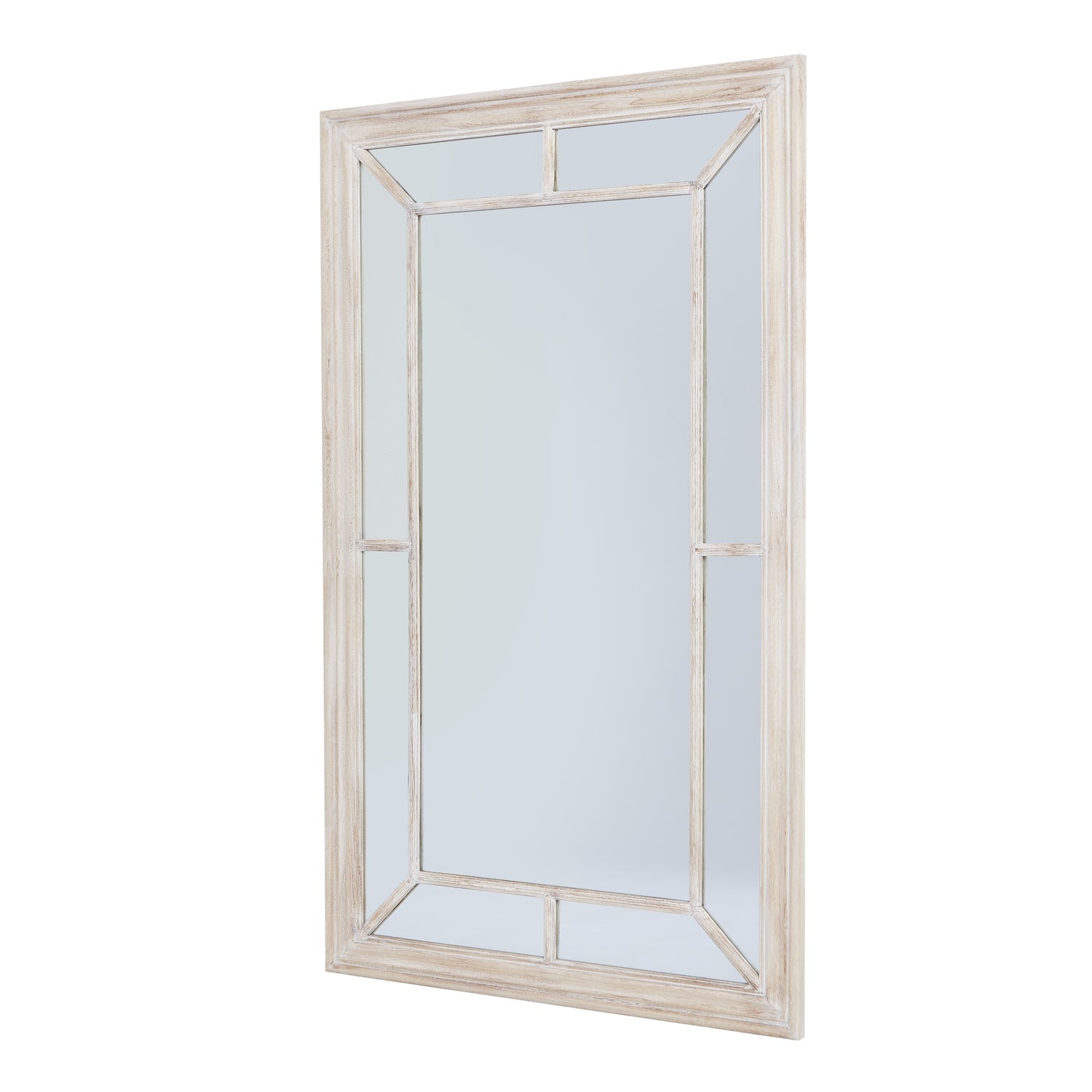 Washed Wood Framed Window Mirror - angle