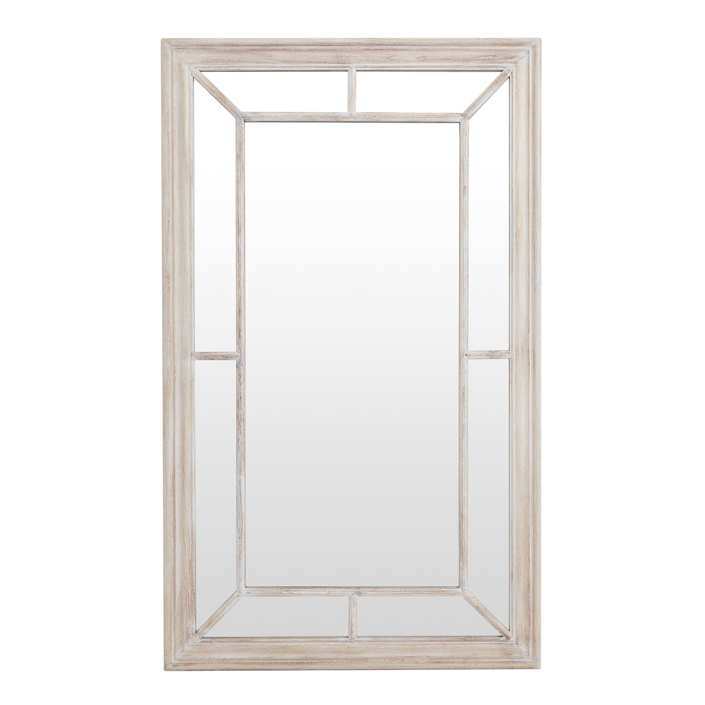 Washed Wood Framed Window Wall Mirror Multi-Panel 150x90cm