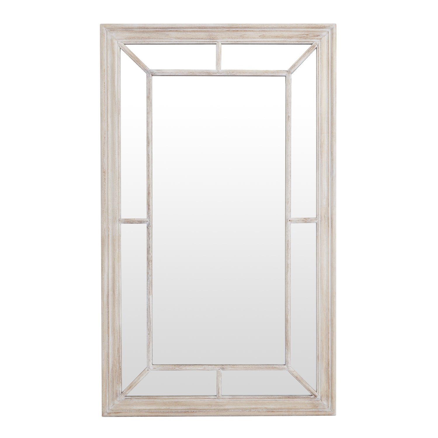 Washed Wood Framed Window Wall Mirror Multi-Panel 150x90cm