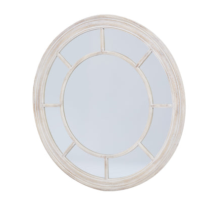 Round Washed Wood Mirror - angle