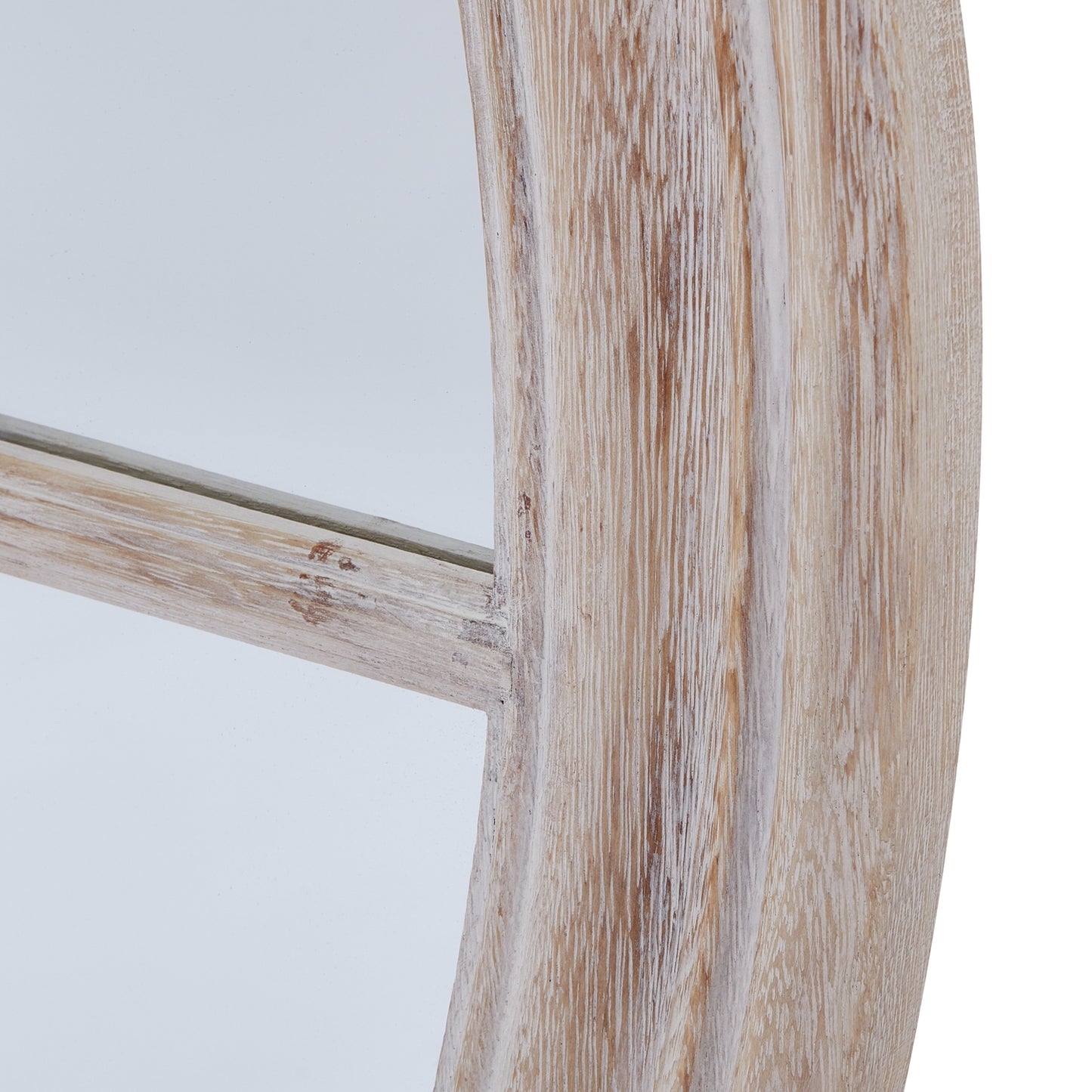 Round Washed Wood Mirror - lifestyle