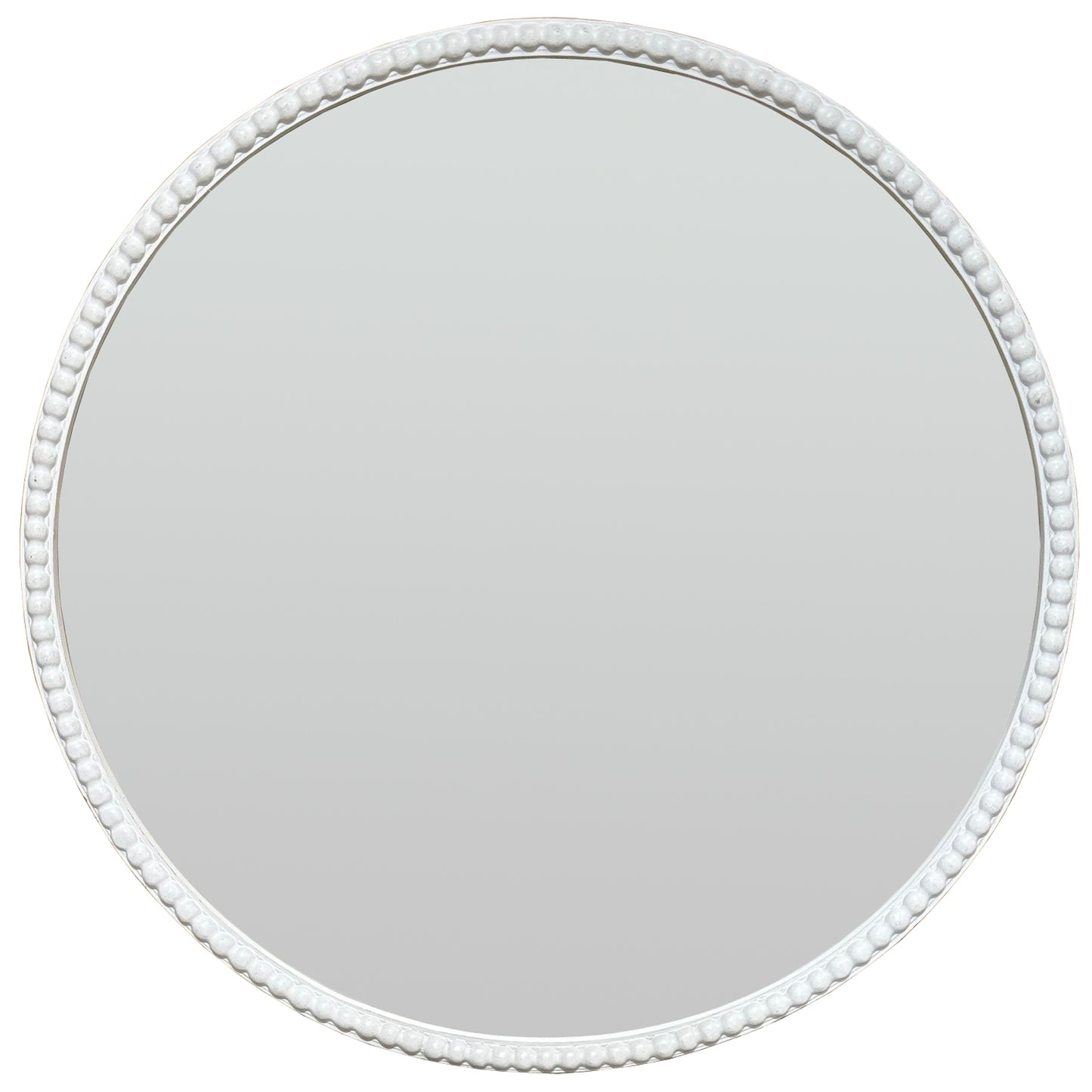 Round Washed Wood Beaded Wall Mirror Woven Bead Frame 76cm