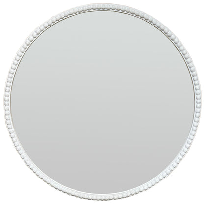 Round Washed Wood Beaded Wall Mirror Woven Bead Frame 76cm