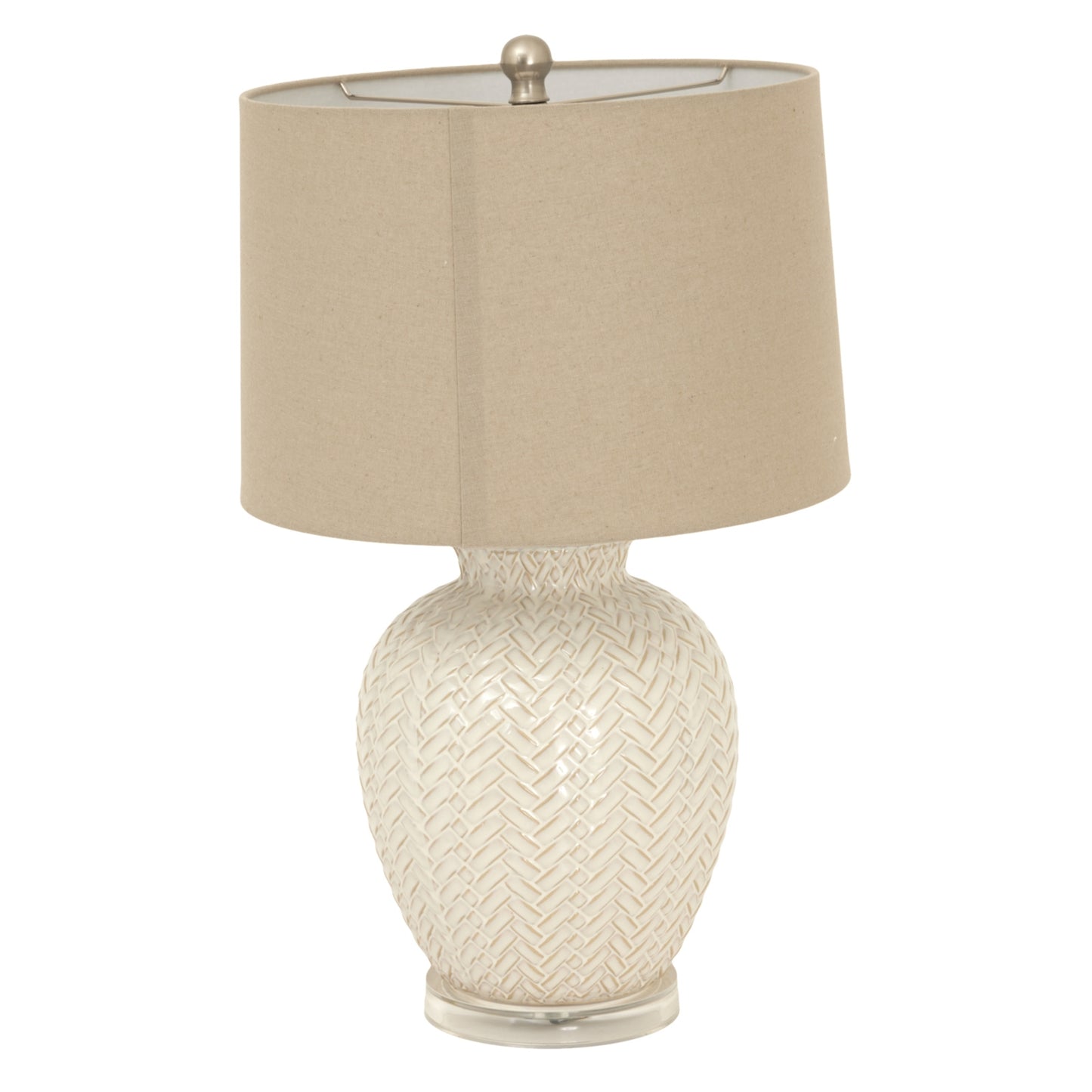 Twill weave ceramic lamp close detail of woven texture