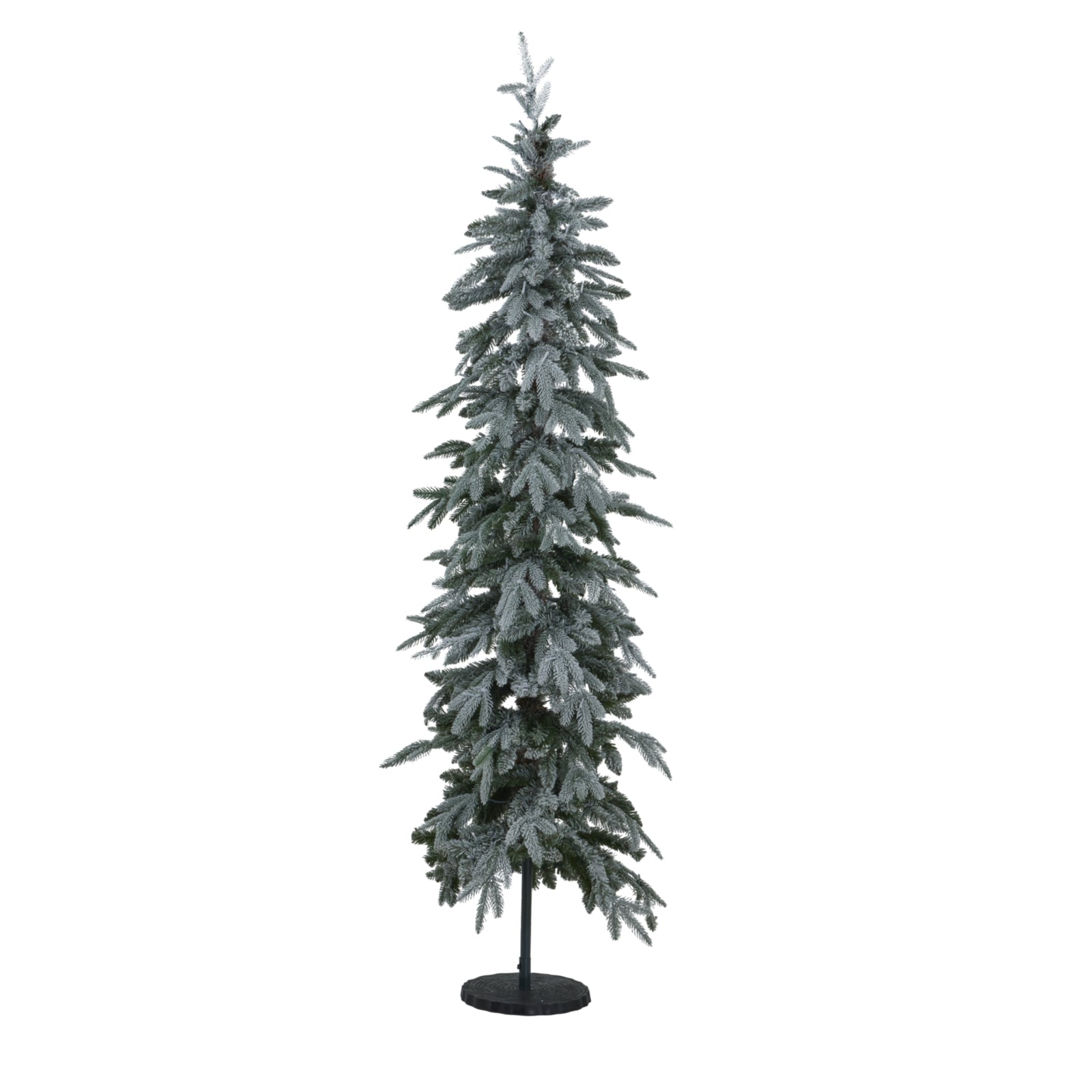 Slim snowy woodland pre-lit Christmas tree with 200 LED lights, 210cm