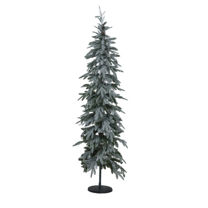 Slim snowy woodland pre-lit Christmas tree with 200 LED lights, 210cm