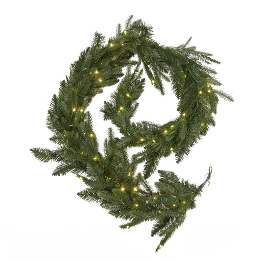 Green Pre-Lit Woodland 200 LED Fir Christmas Garland