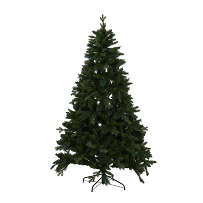 Green forest fir pre-lit Christmas tree branch and needle detail