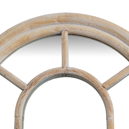 Washed Wood Tall Arched Window Mirror - angle