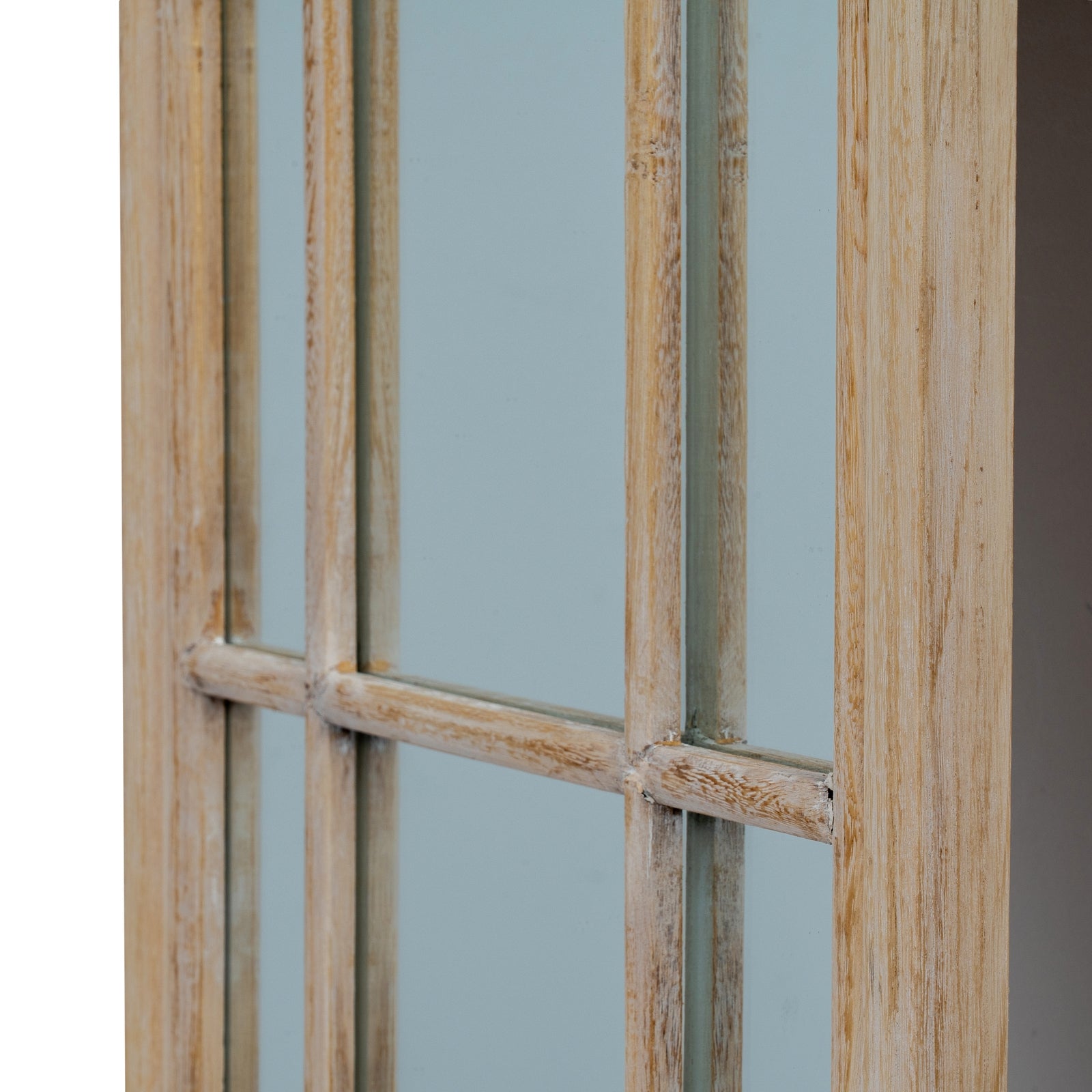 Washed Wood Tall Arched Window Mirror - detail