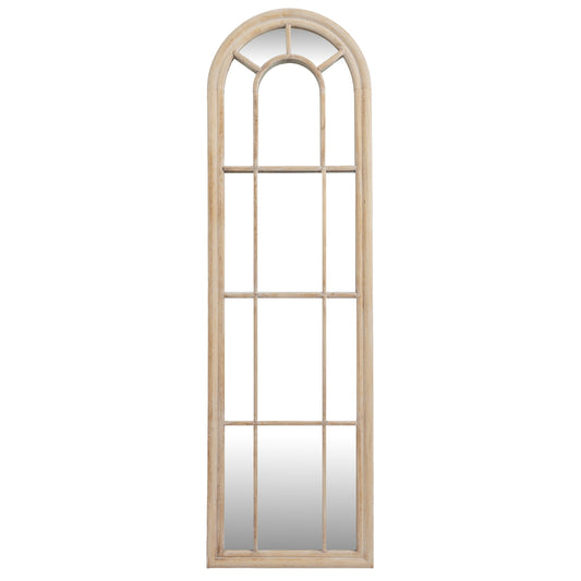 Washed Wood Tall Arched Window Wall Mirror Multi-Panel 170x50cm