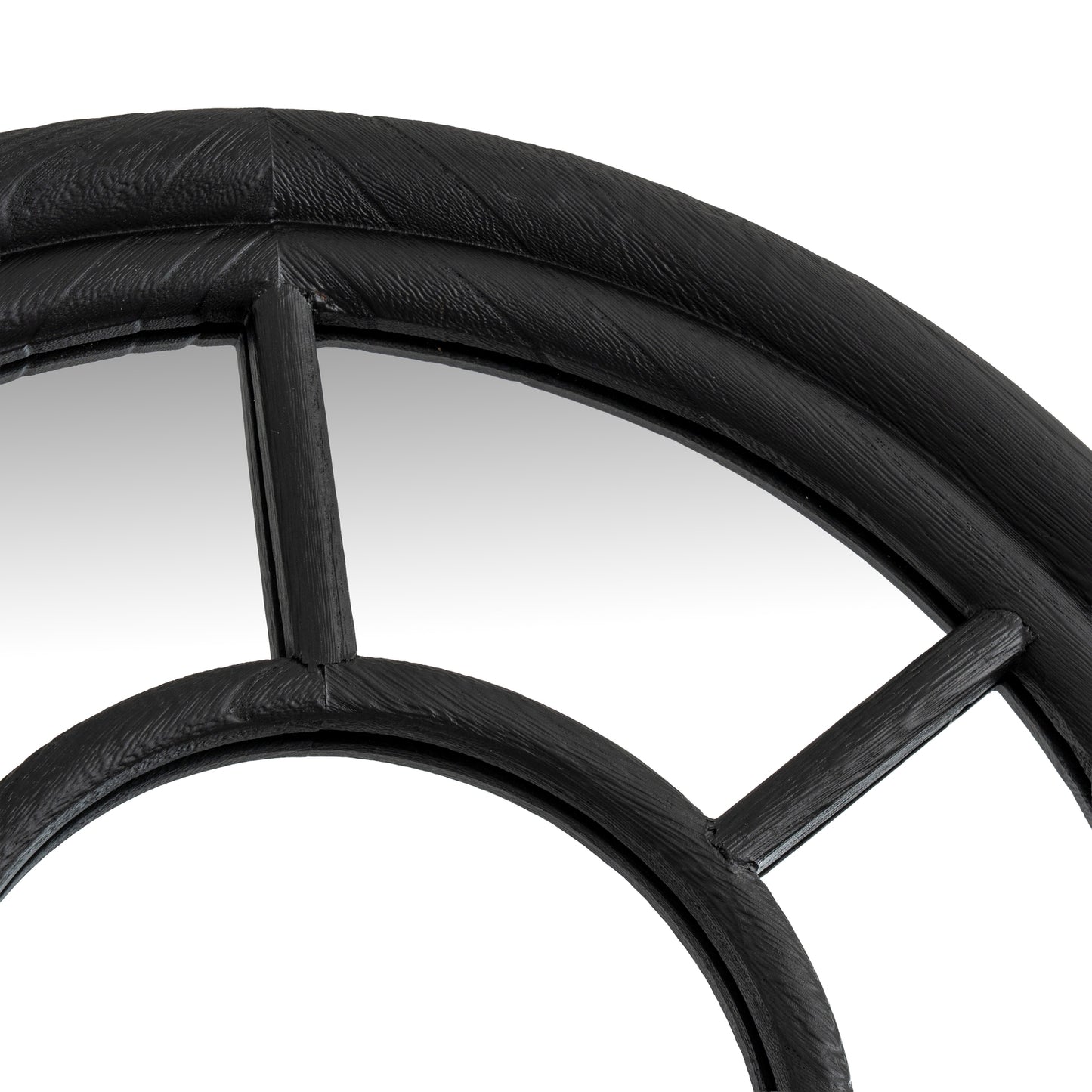 Black Wood Tall Arched Window Mirror - detail