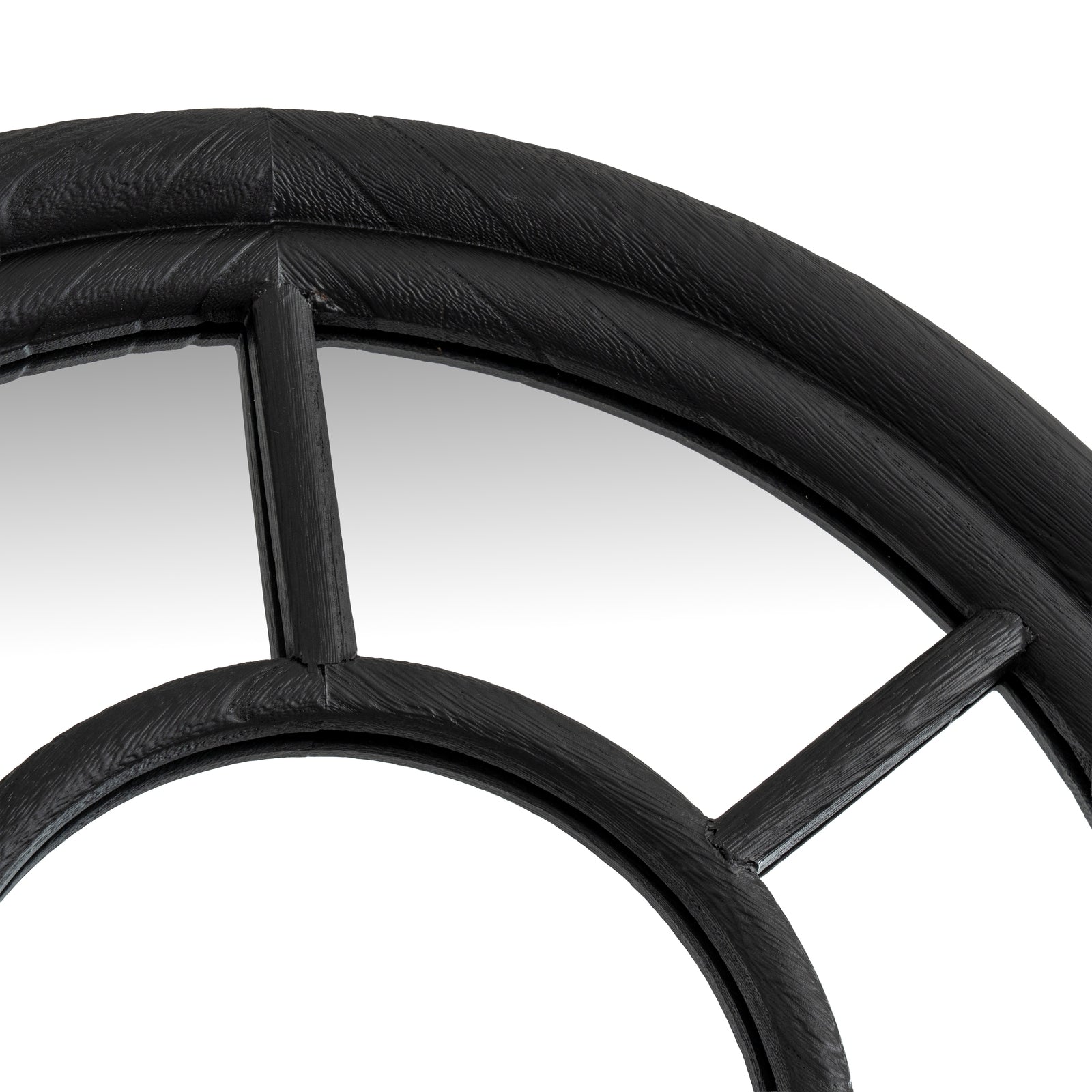 Black Wood Tall Arched Window Mirror - detail