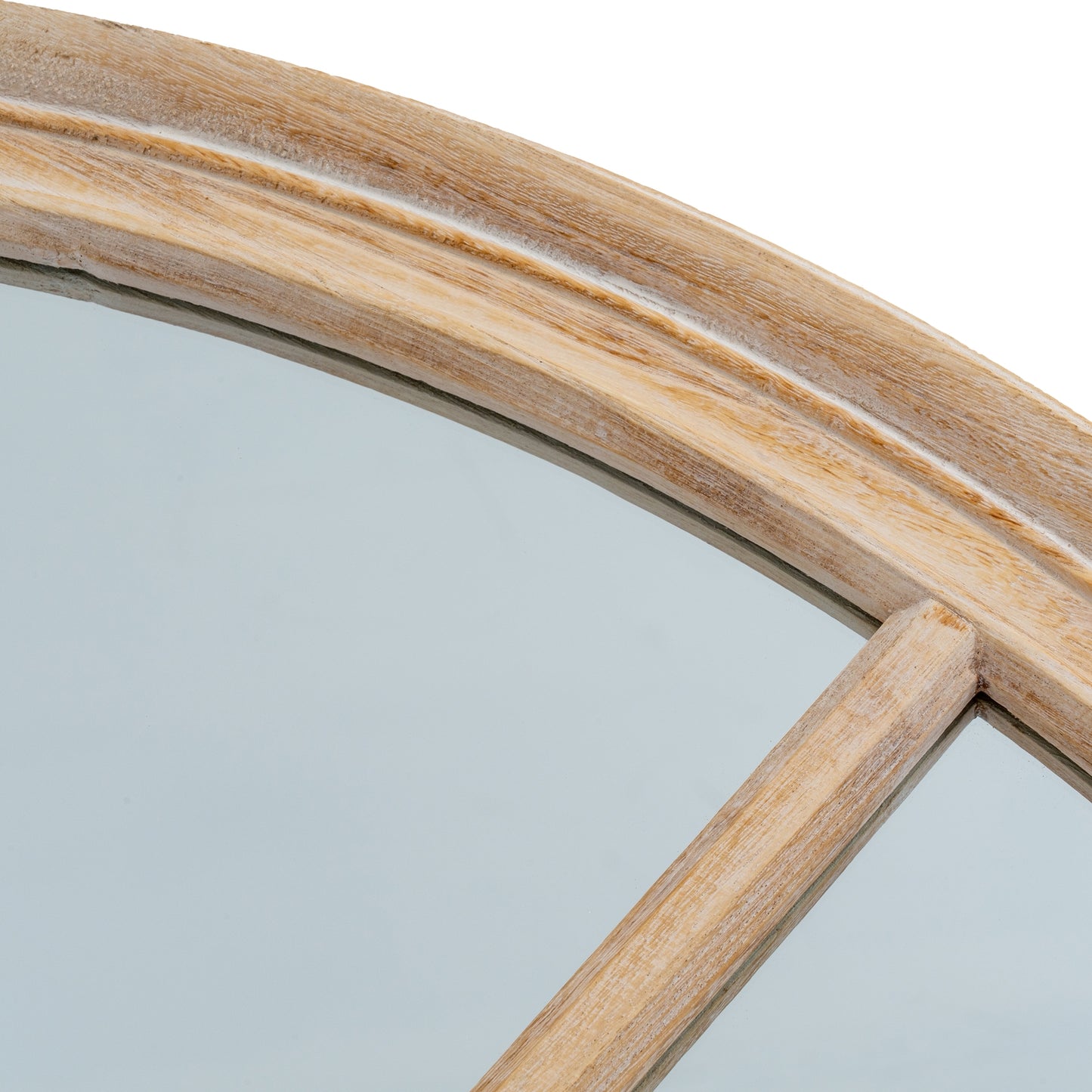 Round Washed Wood Window Mirror - detail