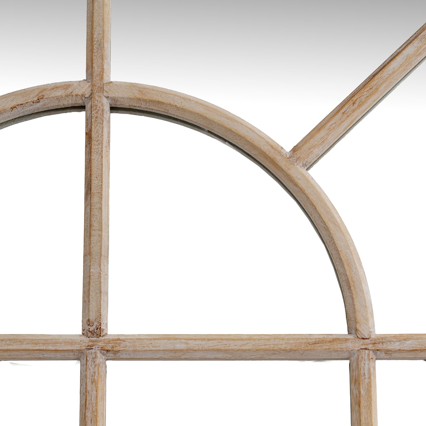 Washed Wood Arched Window Mirror - detail