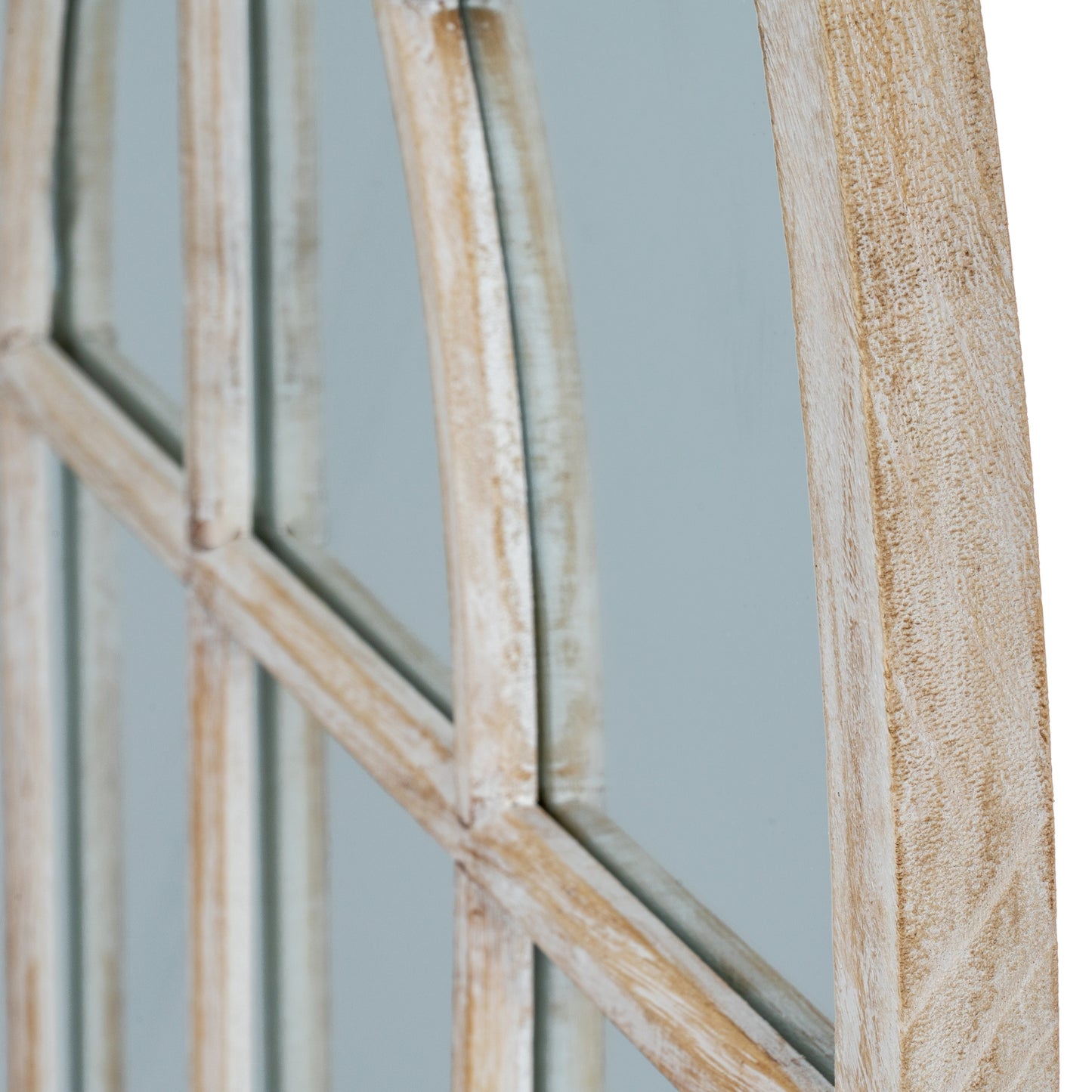 Washed Wood Arched Window Mirror - lifestyle