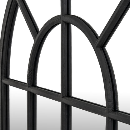 Black Wood Arched Window Mirror - lifestyle