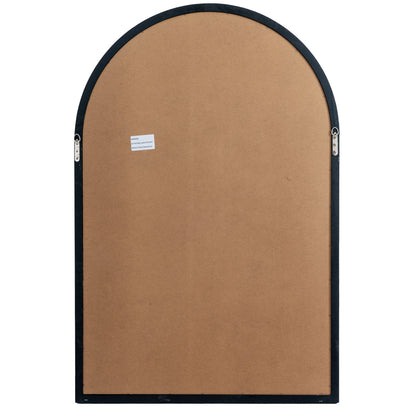 Black Wood Arched Window Mirror - room