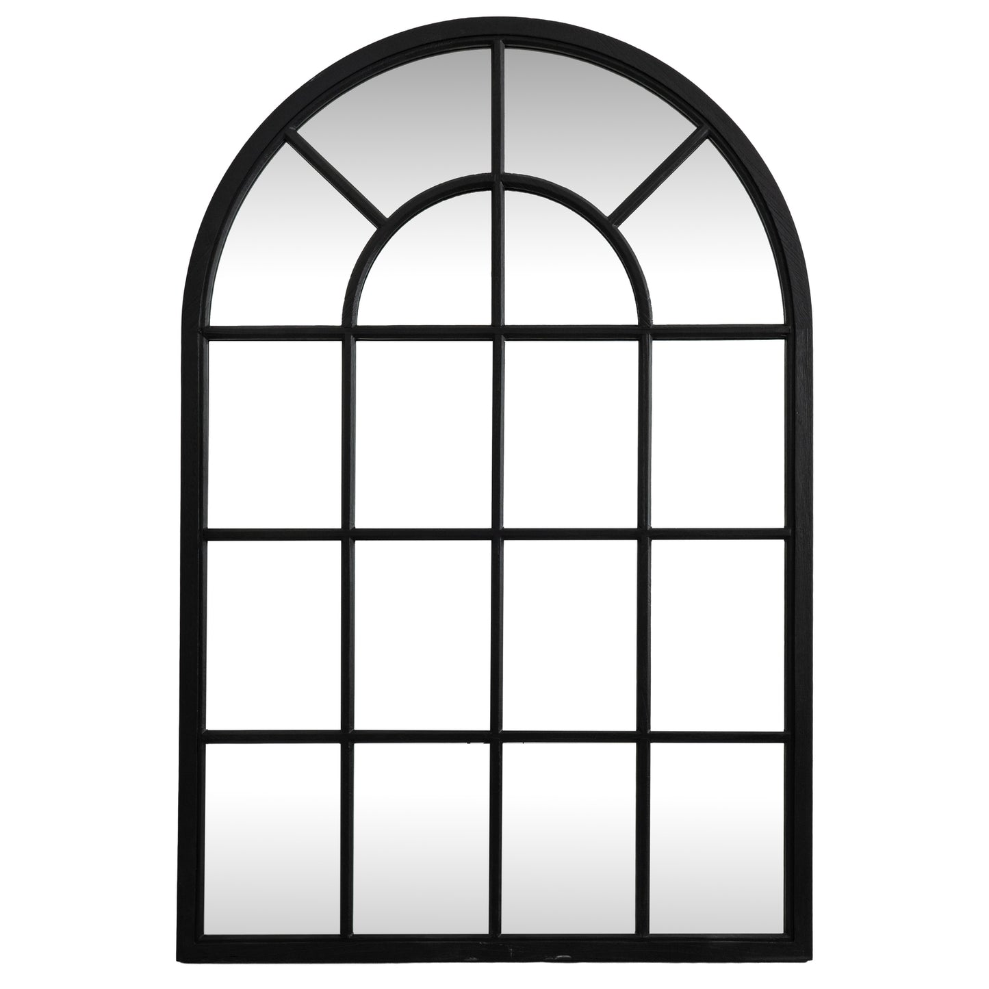 Black Wood Arched Window Wall Mirror Multi-Panel 90x135cm