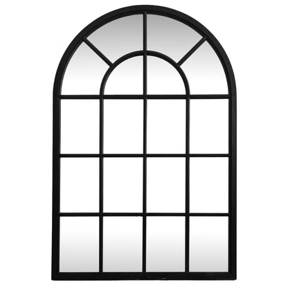 Black Wood Arched Window Wall Mirror Multi-Panel 90x135cm