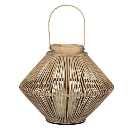 Cone wicker lantern close detail of the natural weave