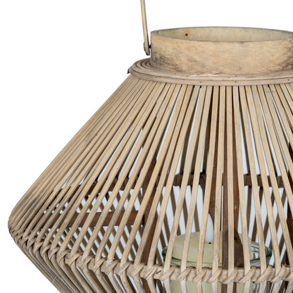 Cone wicker lantern alternative angle with glass holder
