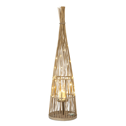 Large conical wicker lantern close detail of the woven cone