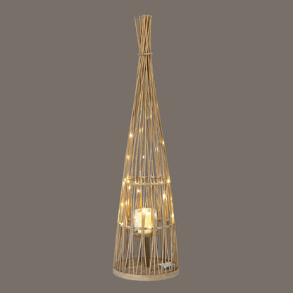 Large conical wicker lantern glass holder detail