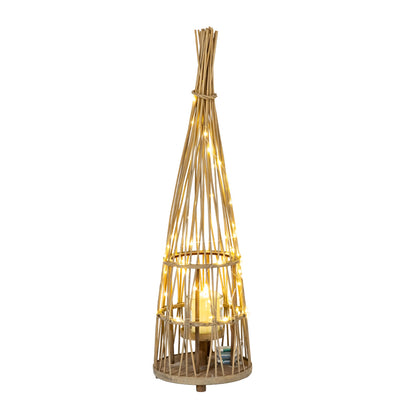 Medium conical wicker lantern close detail of the woven cone