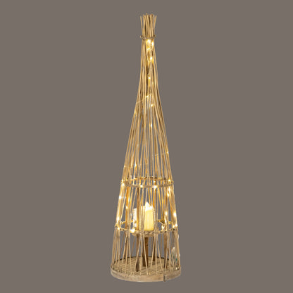 Small conical wicker lantern glass holder detail