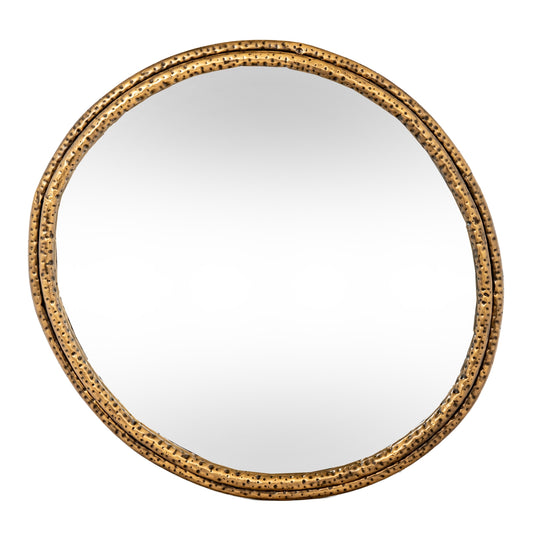 Nahla Small Wall Mirror Dimpled Gold Frame 60x64cm