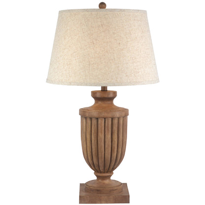 Tassora table lamp in brown resin with edged linen shade