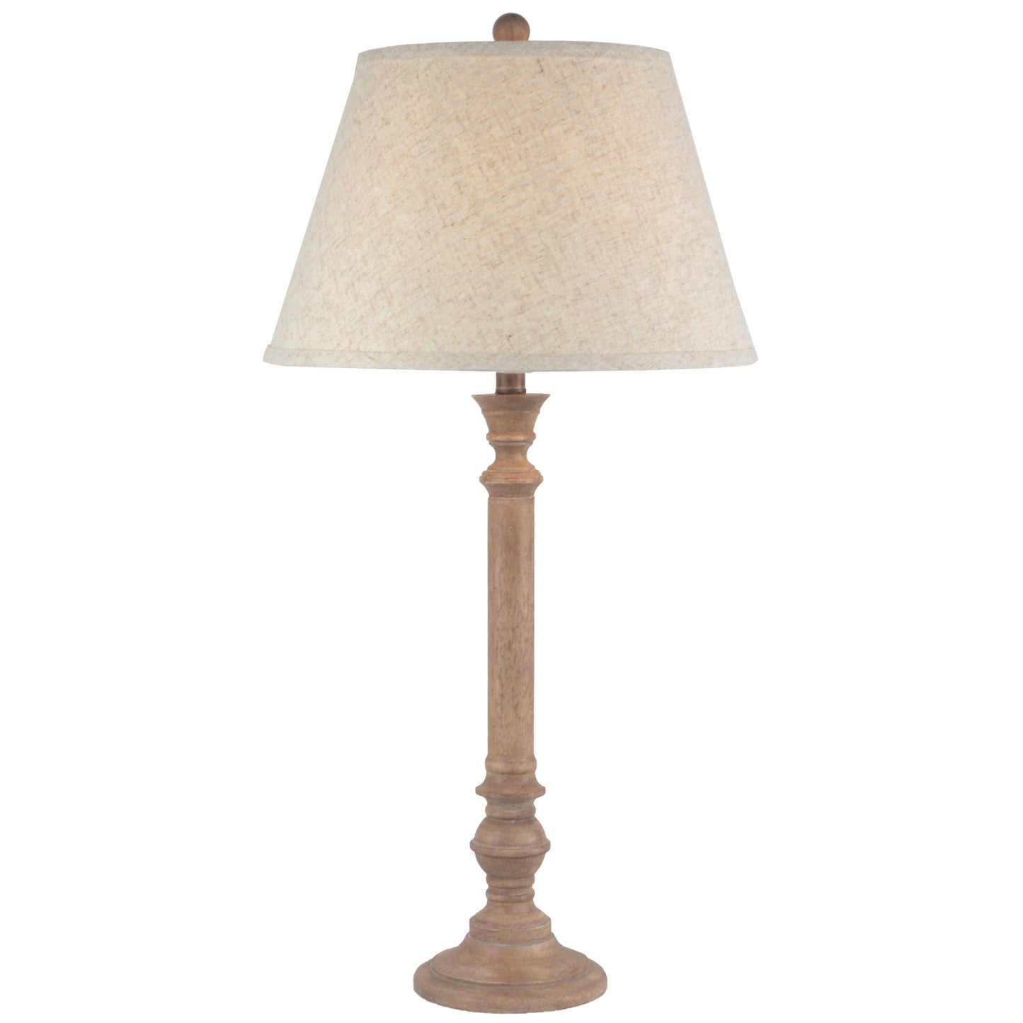 Solenne table lamp in brown resin with cylindrical edged linen shade
