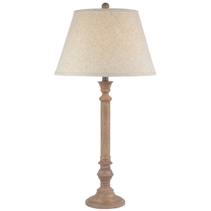 Solenne table lamp in brown resin with cylindrical edged linen shade