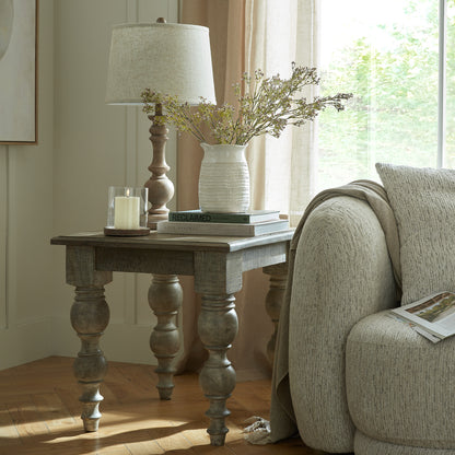 Seraphia table lamp in brown resin with edged linen shade