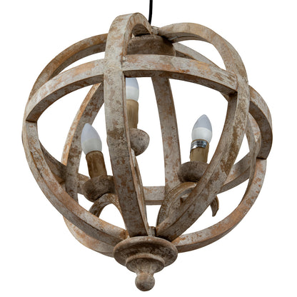Solara orb pendant shown lit above a dining table