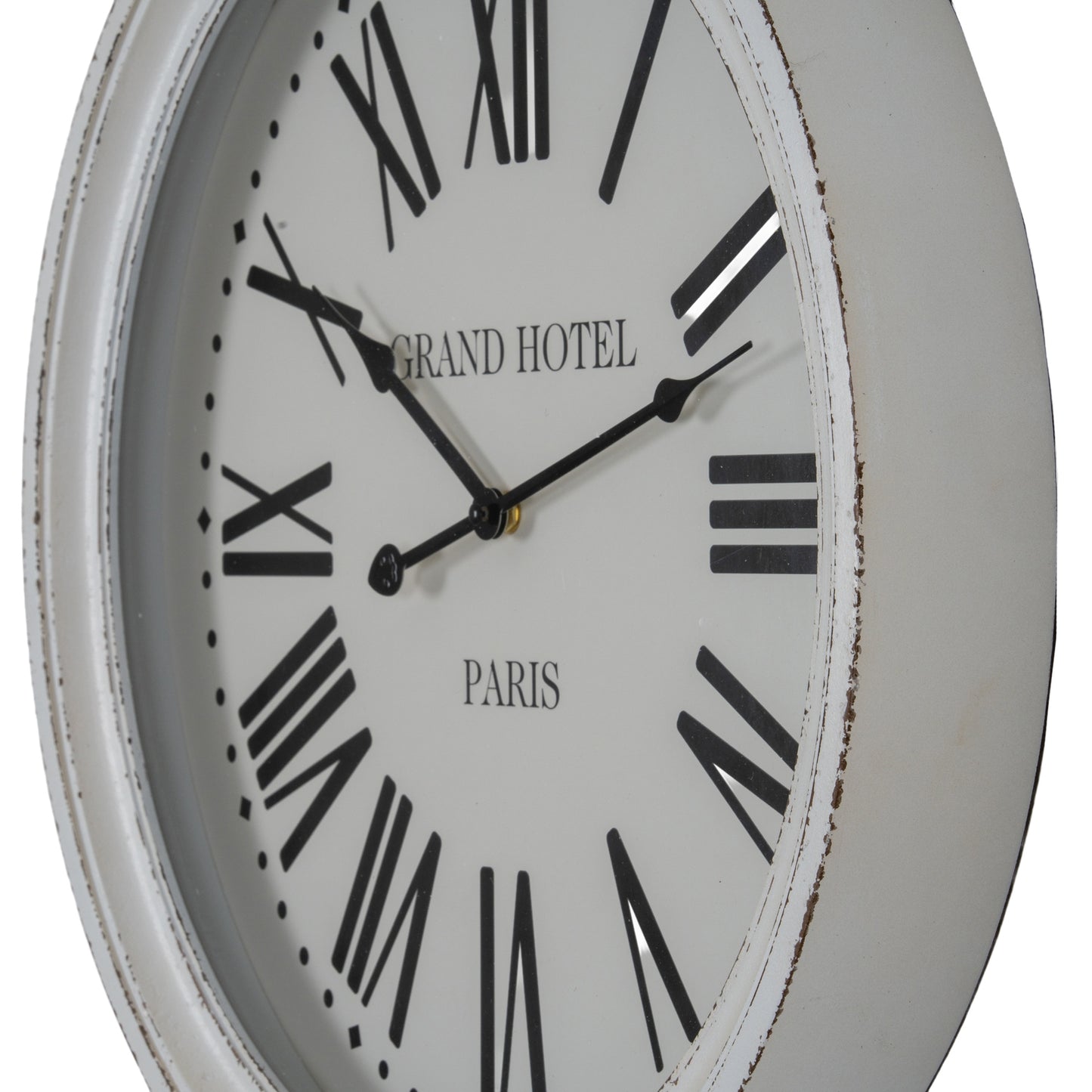 White Glass-Fronted Wall Clock 50cm - side view