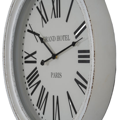 White Glass-Fronted Wall Clock 50cm - side view