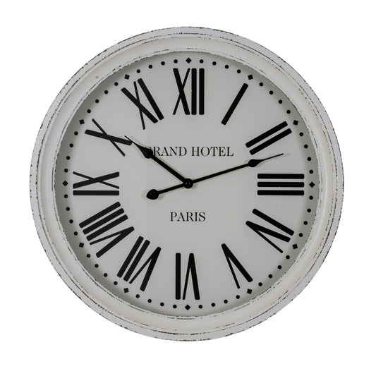 White Glass-Fronted Wall Clock Period Inspired Case 50cm