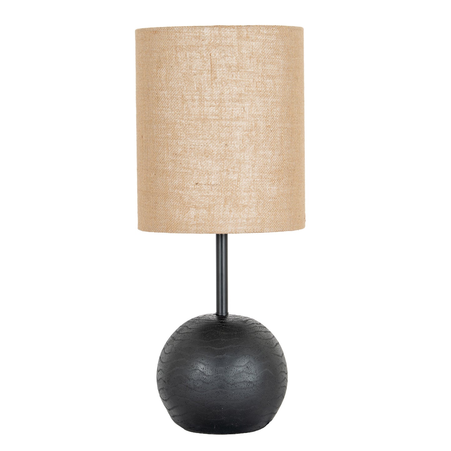 Black cannon table lamp cylindrical base detail
