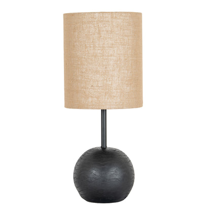 Black cannon table lamp cylindrical base detail