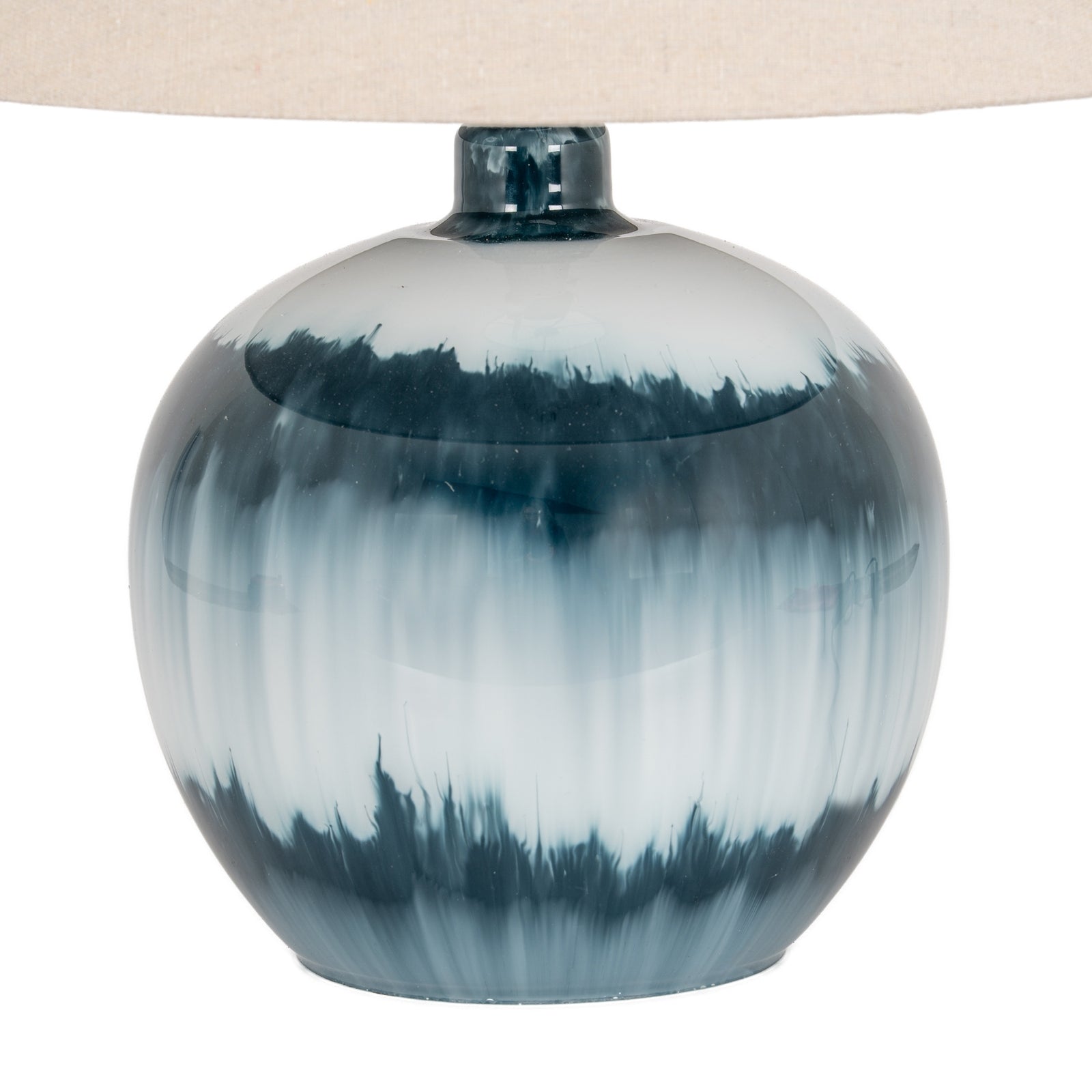 Ocean Shadows squat lamp linen shade detail