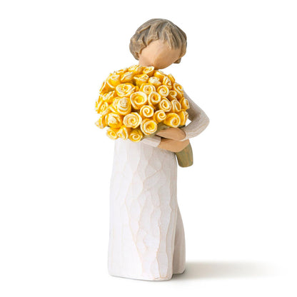 Willow Tree Good Cheer Figurine | Bouquet of Yellow Roses | Hand-Painted Resin | Enesco | New