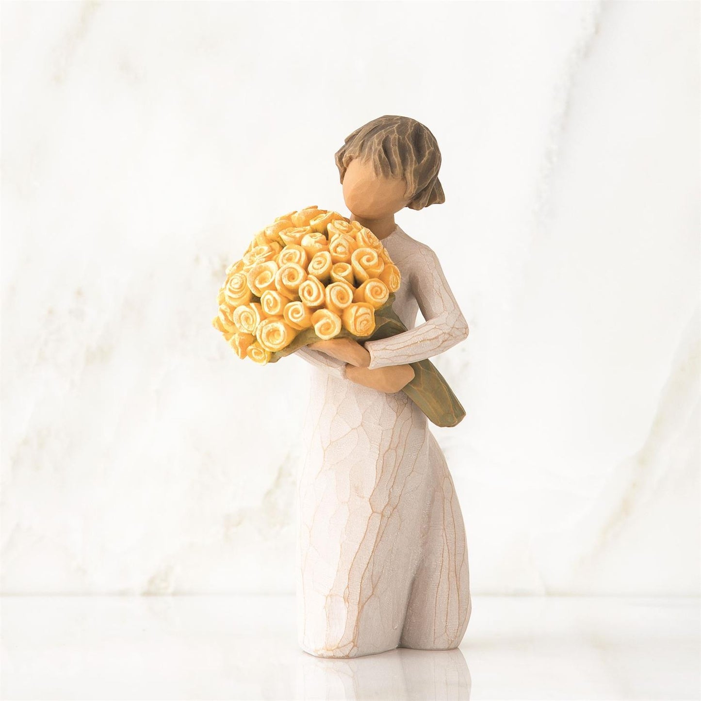 Willow Tree Good Cheer Figurine | Bouquet of Yellow Roses | Hand-Painted Resin | Enesco | New