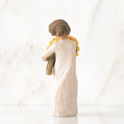 Willow Tree Good Cheer Figurine | Bouquet of Yellow Roses | Hand-Painted Resin | Enesco | New
