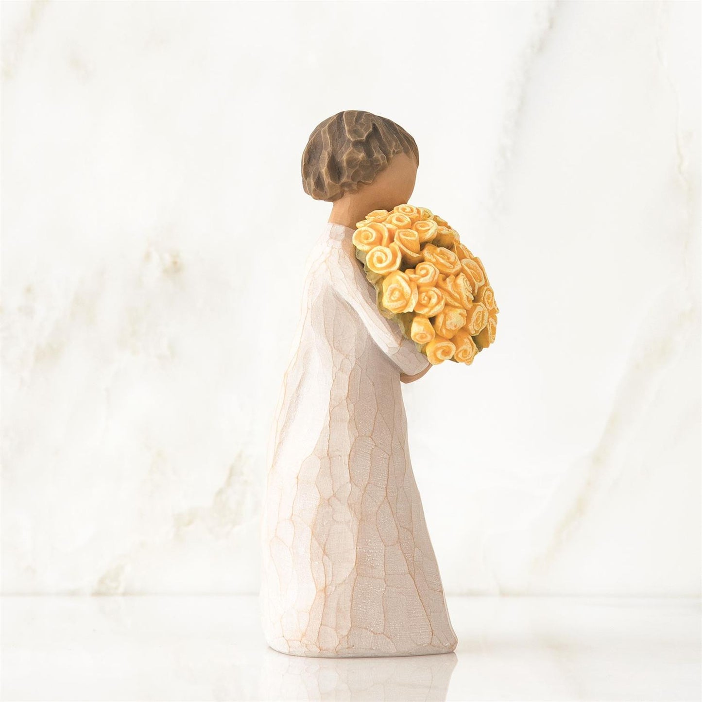 Willow Tree Good Cheer Figurine | Bouquet of Yellow Roses | Hand-Painted Resin | Enesco | New