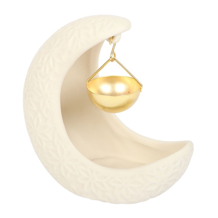 Crescent Moon Hanging Oil Burner | Ceramic | Celestial | Tealight Holder | New