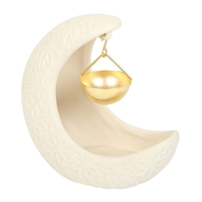 Crescent Moon Hanging Oil Burner | Ceramic | Celestial | Tealight Holder | New