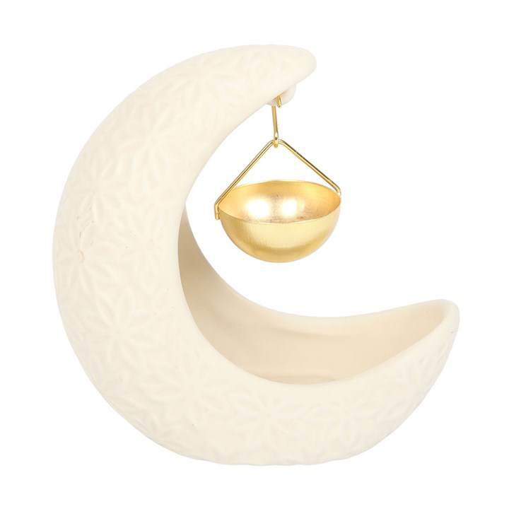 Crescent Moon Hanging Oil Burner | Ceramic | Celestial | Tealight Holder | New