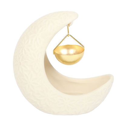 Crescent Moon Hanging Oil Burner | Ceramic | Celestial | Tealight Holder | New